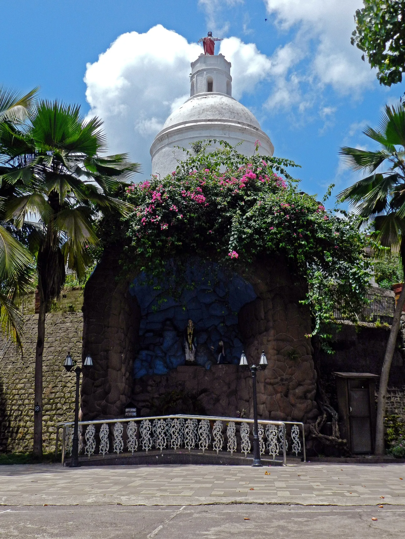 Portuguese Monastery over the cave and large watch tower on the adjoining hill